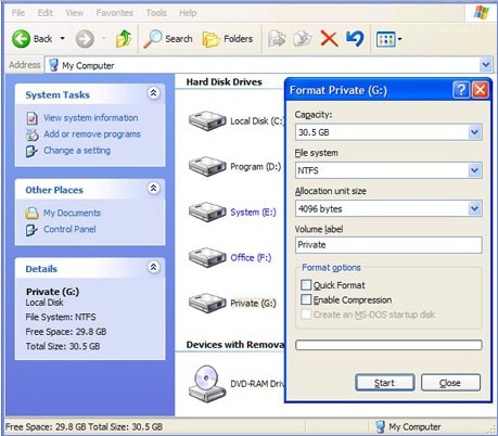 formatted hard disk