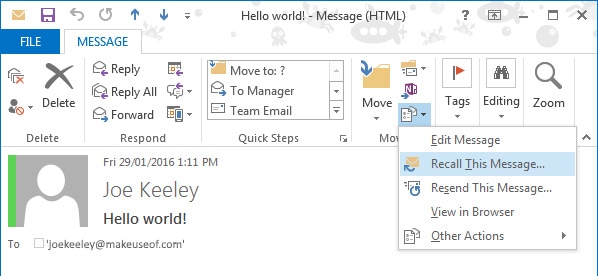 how to recover a sent email in outlook