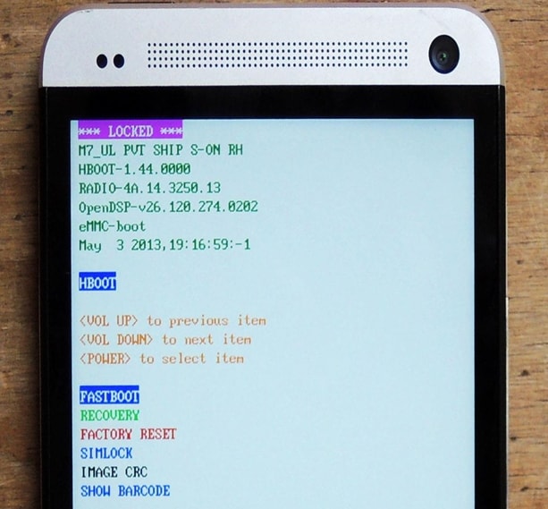 reboot into stock recovery on HTC