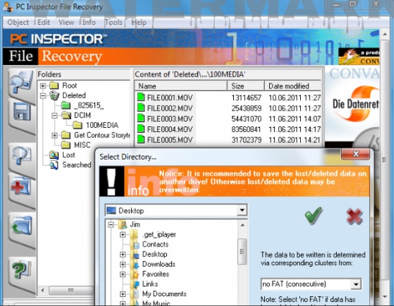 recover file using pc inspector