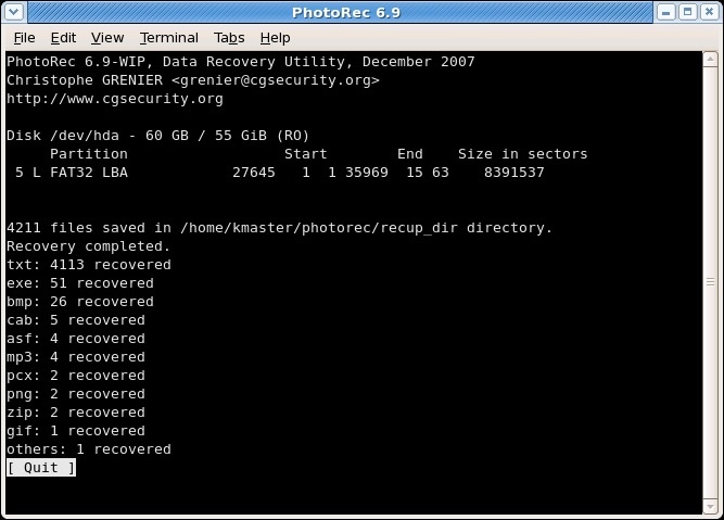 recover photos with photorec