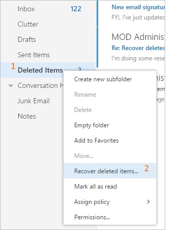 recover deleted emails in office 365