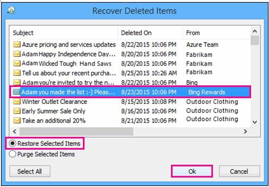 recover deleted emails from outlook trash