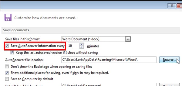 confirm the option of save word info automatically