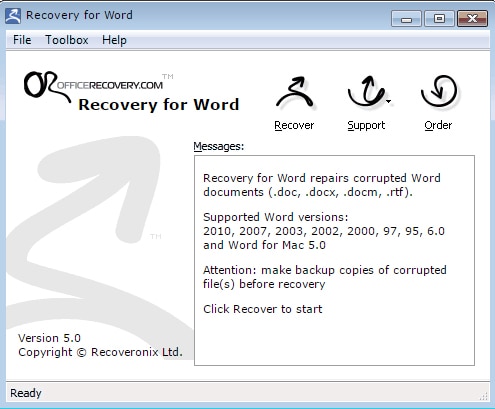 recovery for word