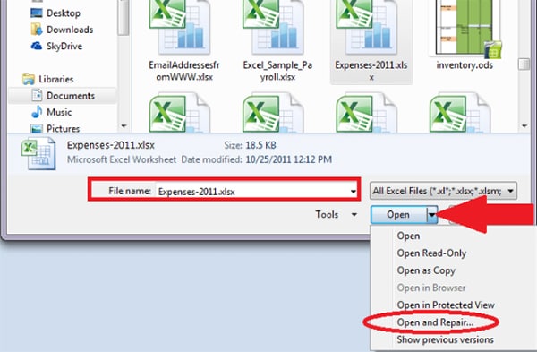 Récupération de fichier Excel corrompu