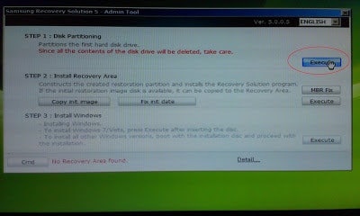 How to create samsung recovery area