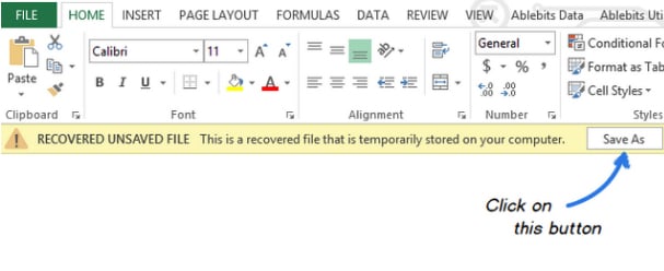 Recover Unsaved Workbooks