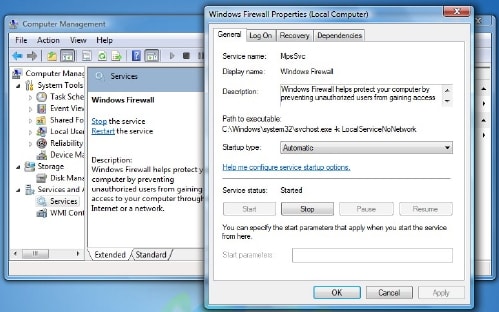 windows firewall not working windows 7