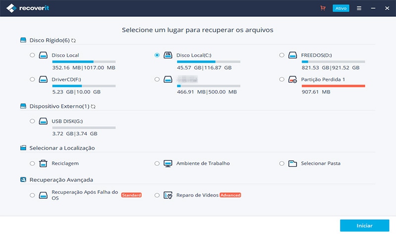 selecione os tipos de arquivo