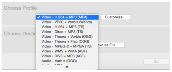 format de sortie pour l'audio