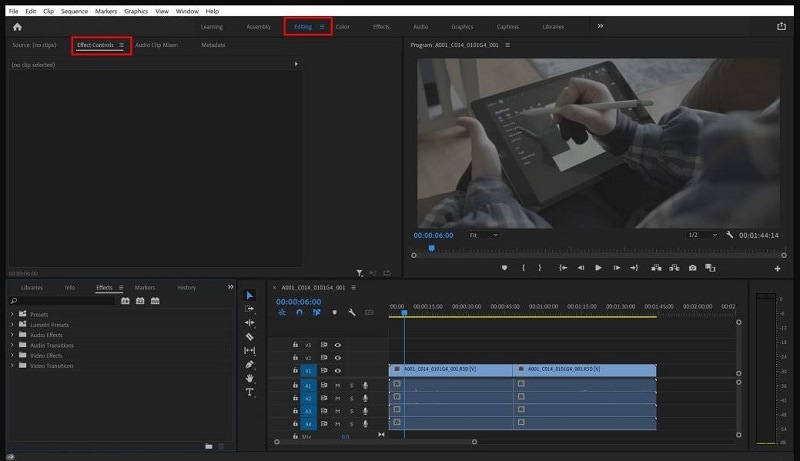 effects control to add keyframes in premiere pro