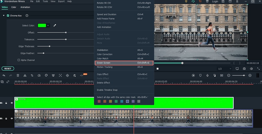 how to make custon green screen effects for filmora