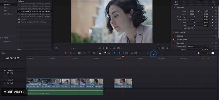 cut videos in davinci resolve