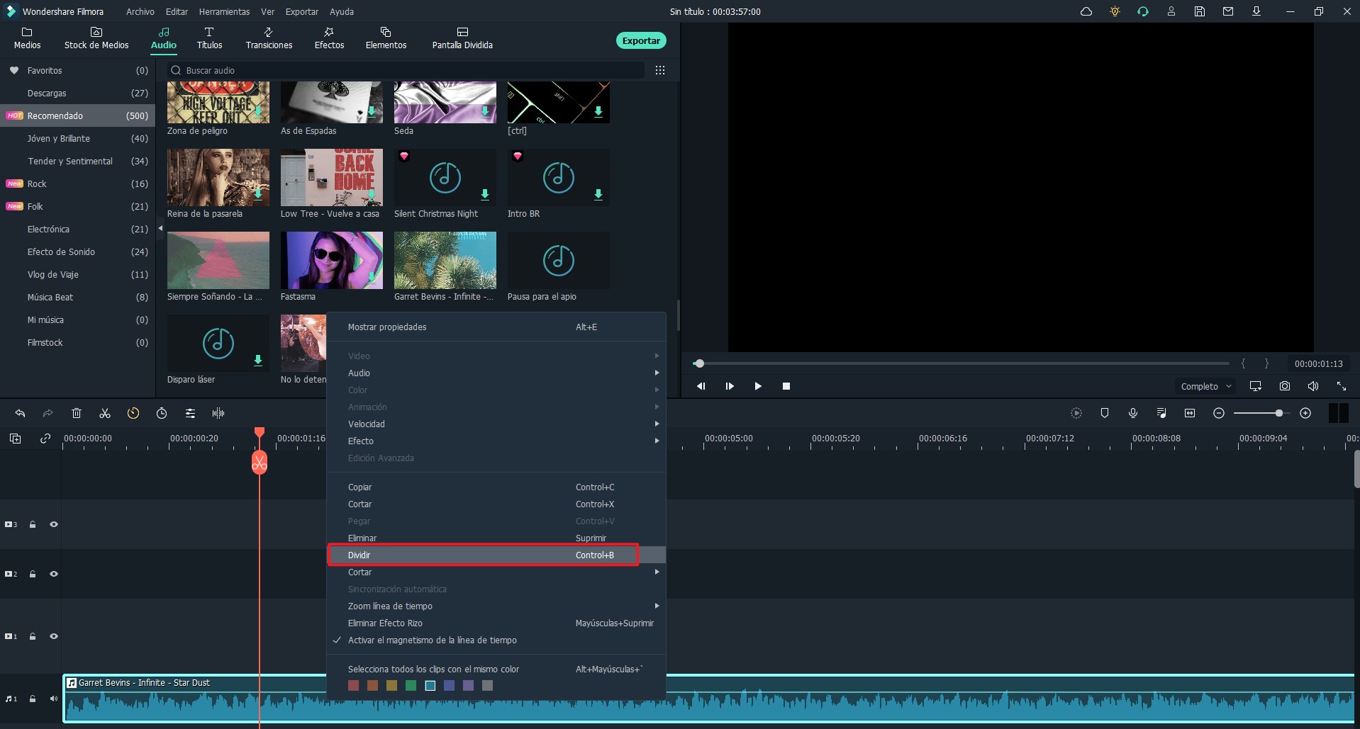 split audio on sound recording software