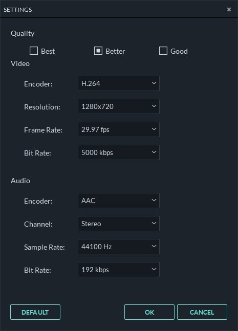 export setting