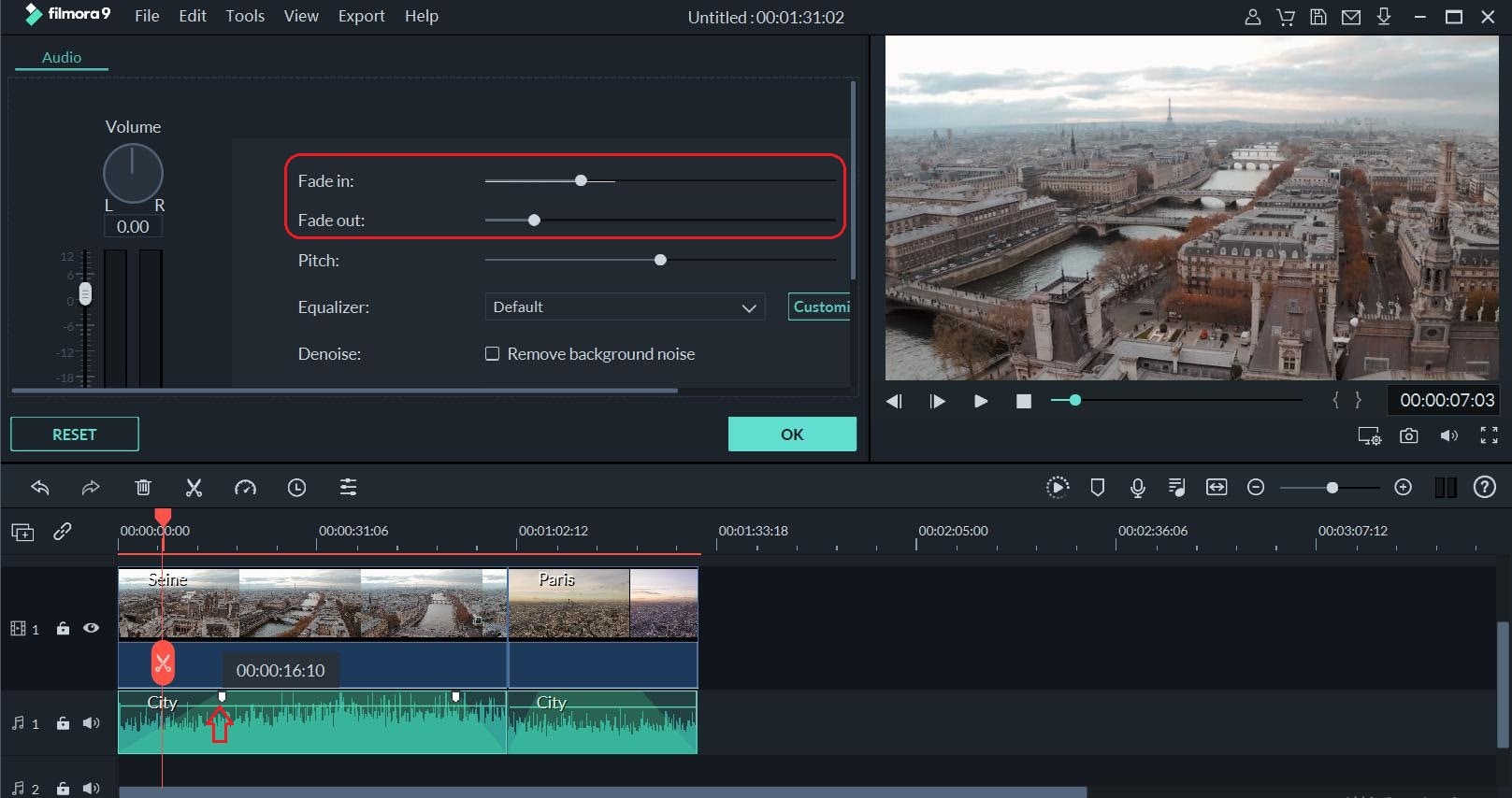 imovie 10.1.7 audio fade