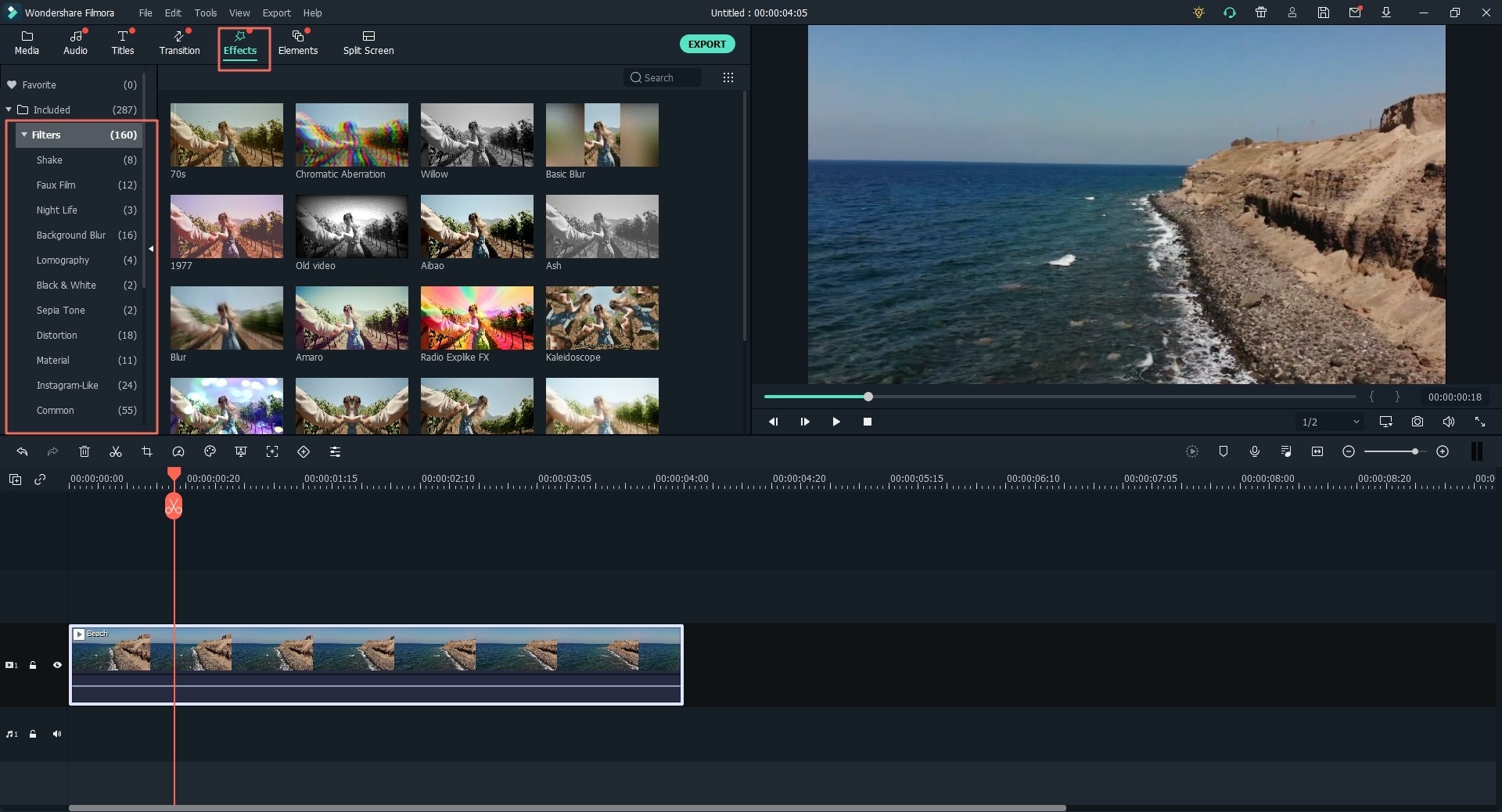 filters, overlays, overgangen aan video toevoegen