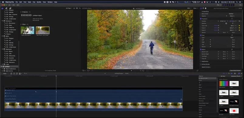 sample of final cut pro keyframing interface