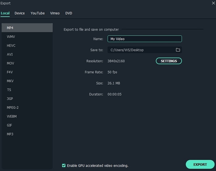 select an output format