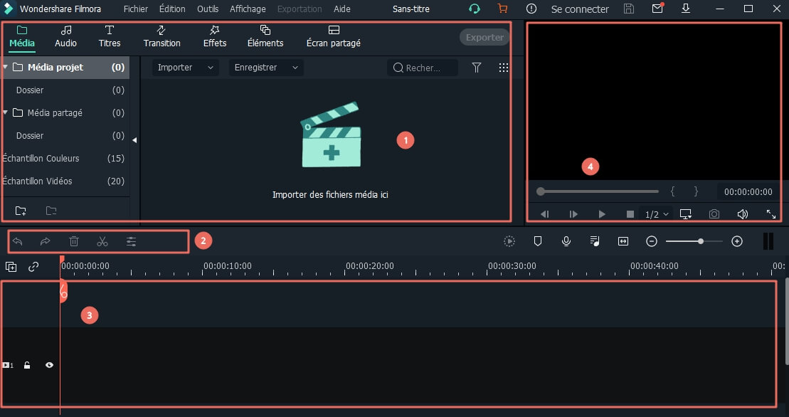 interface principale de filmora win