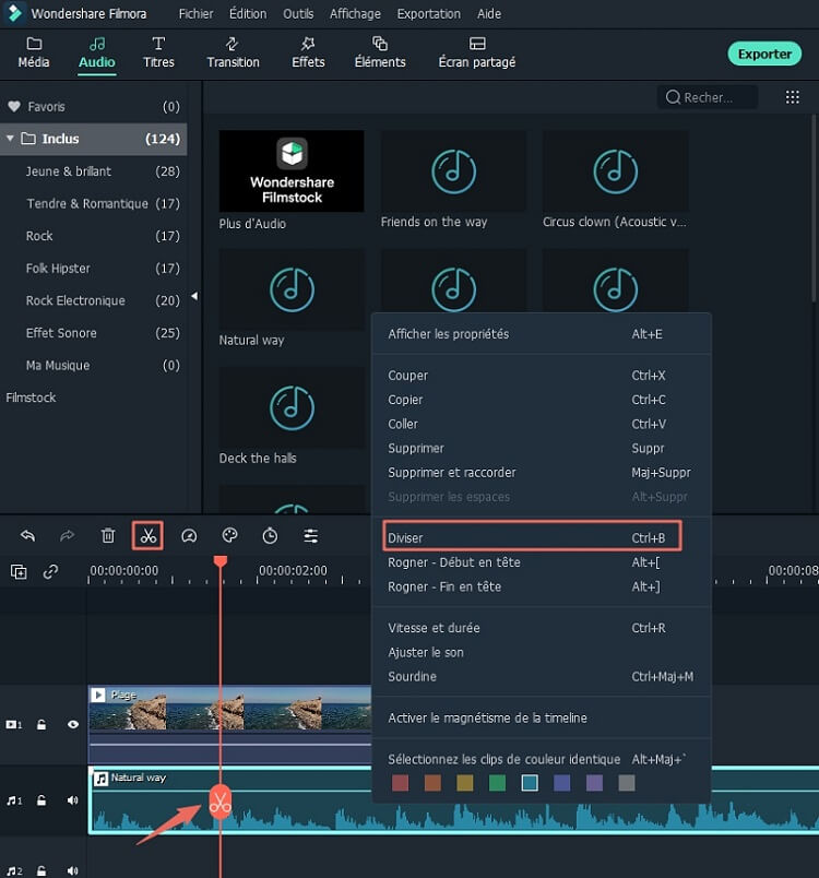 diviser l'audio sur le logiciel d'enregistrement sonore