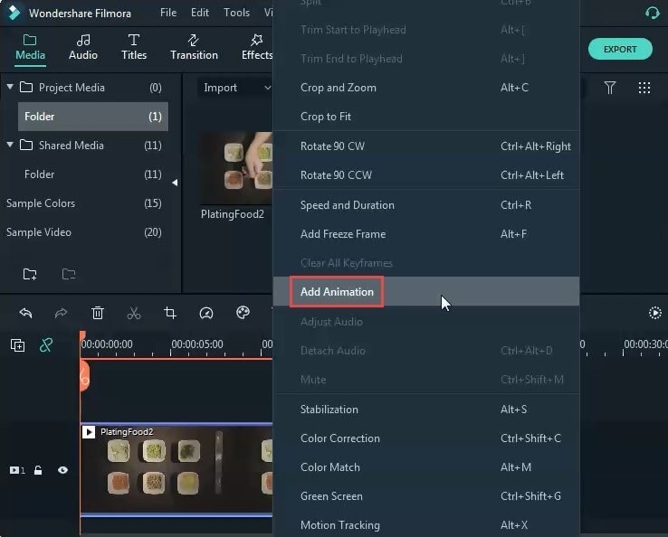 select the add animation option
