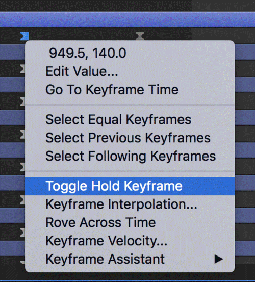 choose toggle hold keyframe