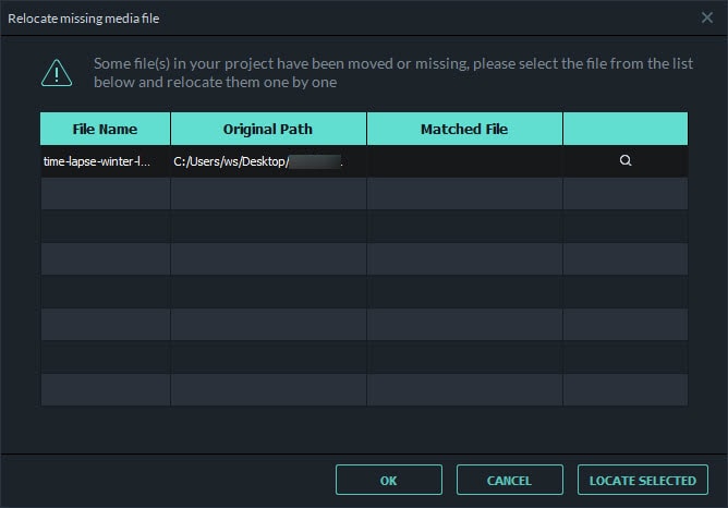 relocate missing media file