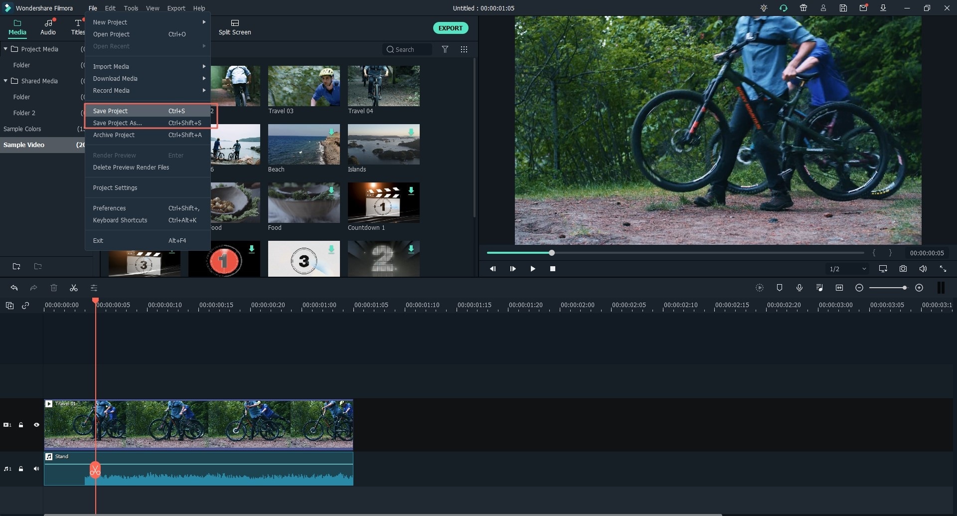 Как Создавать, Сохранять и Открывать Проект с Помощью Filmora Video Editor