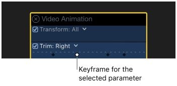 keyframe for the selected parameter