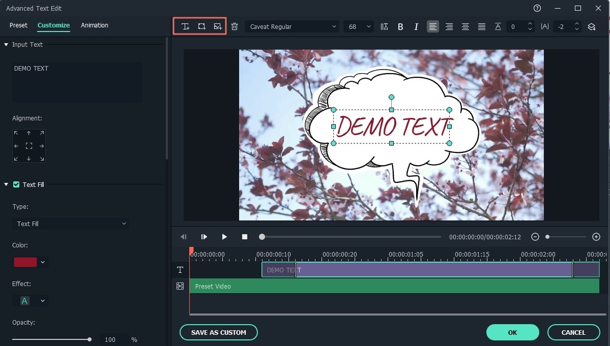 customize text effect in recorded streaming video