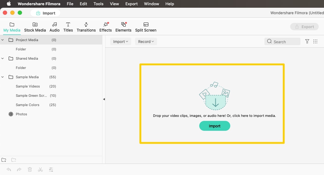 import files in filmora video editor for mac