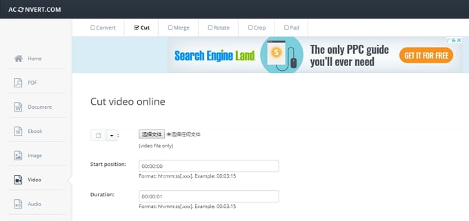 Aconvert Online Video Cutter