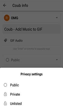 añadir información sobre el coub para guardar el gif de audio