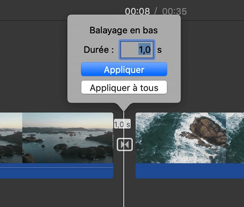 changer transition imovie