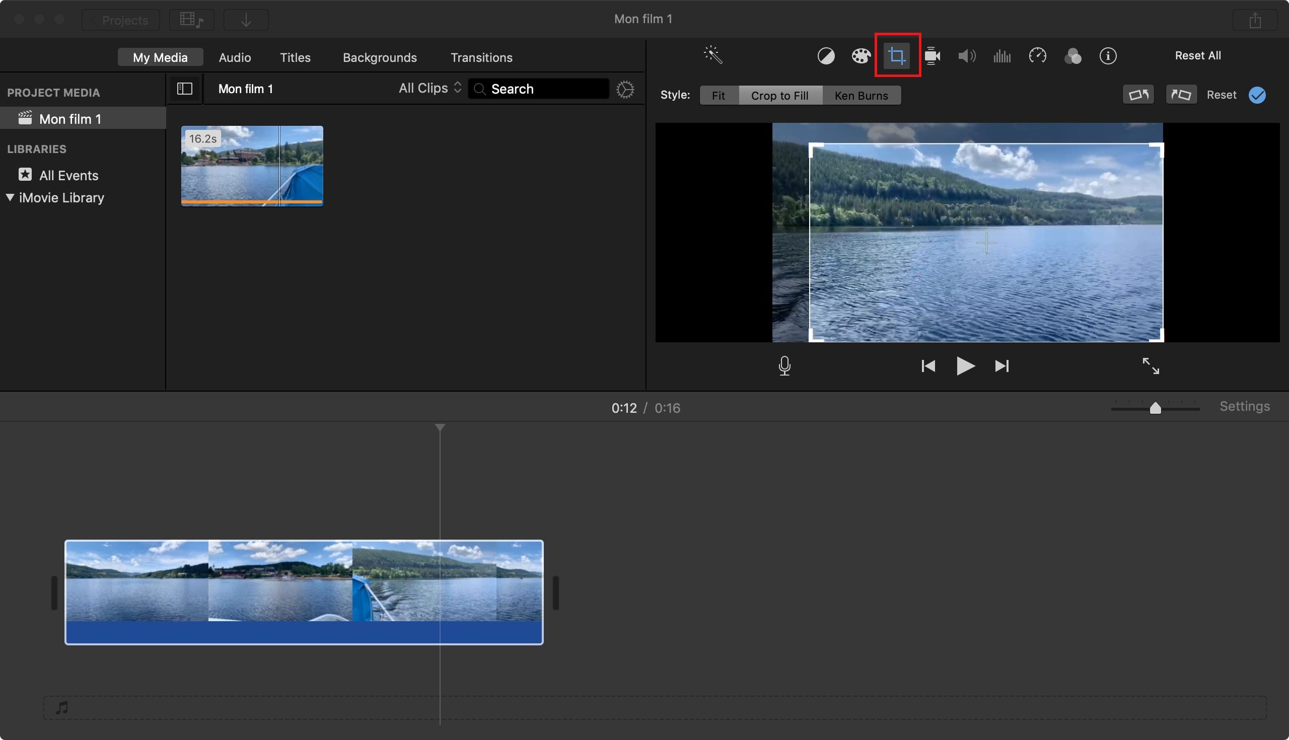 square crop a movie in imovie for iphone