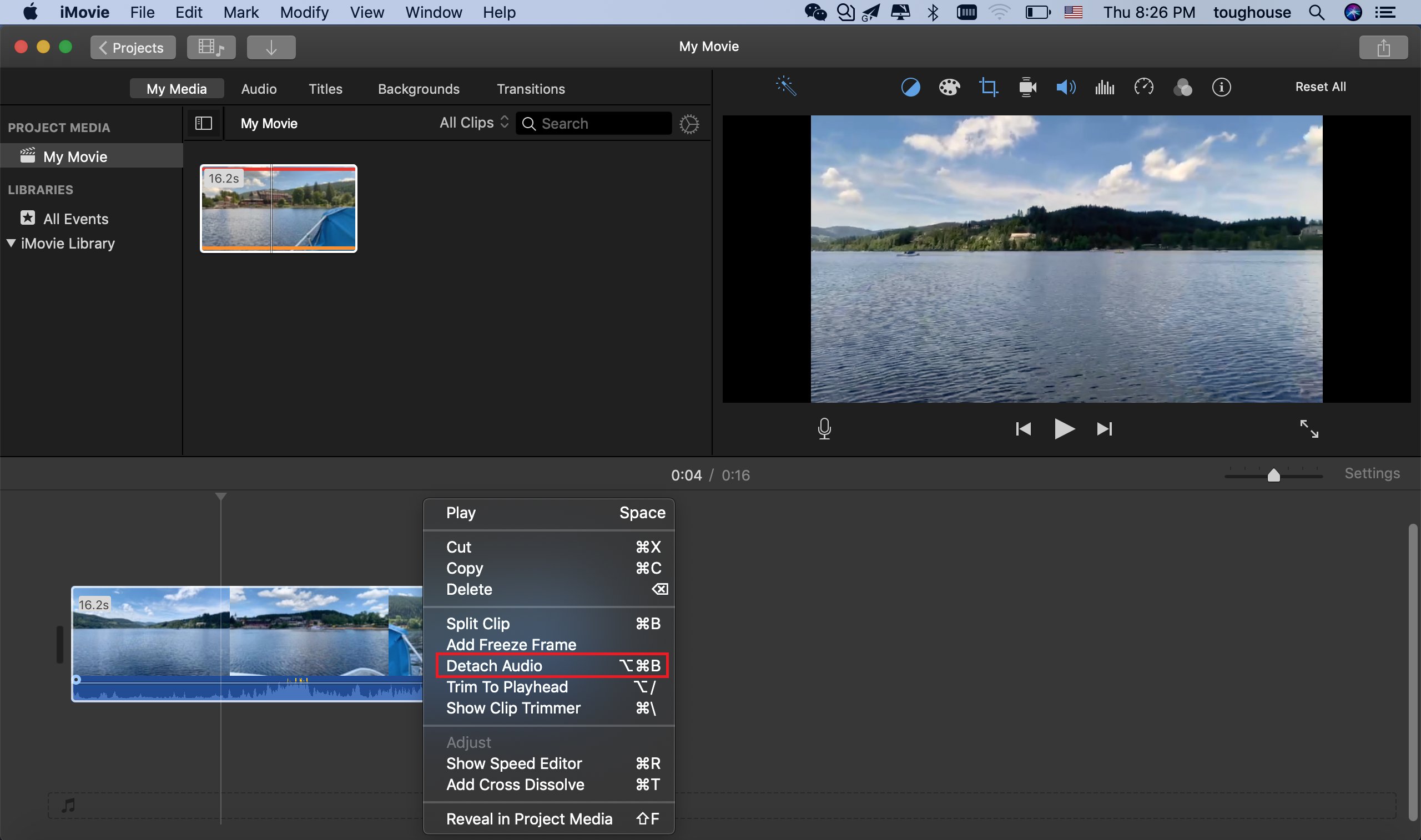 mettre en sourfdine une vidéo dans imovie