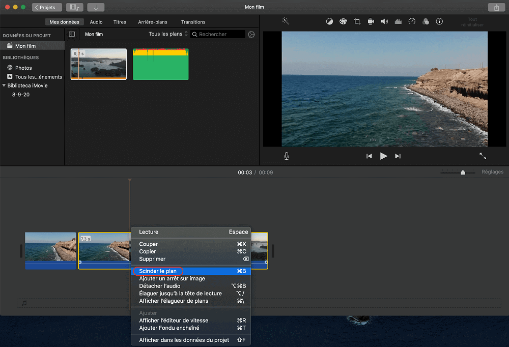 ajouter transitions sur imovie