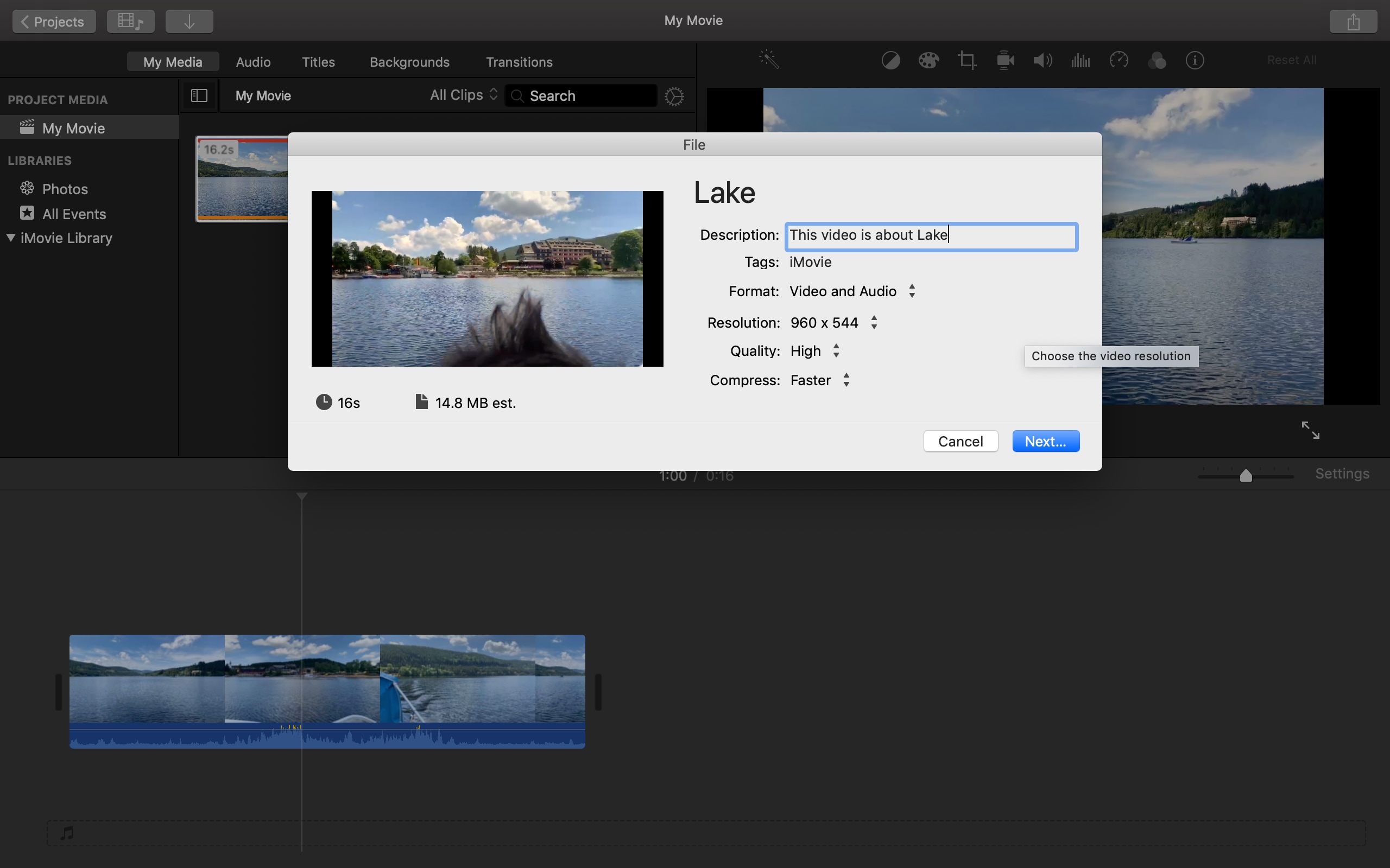 exporter une vidéo vers youtube dans imovie