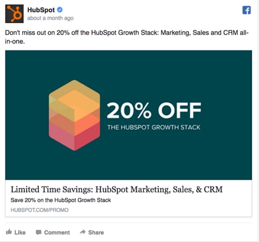 noticeable offer in the Facebook ad video