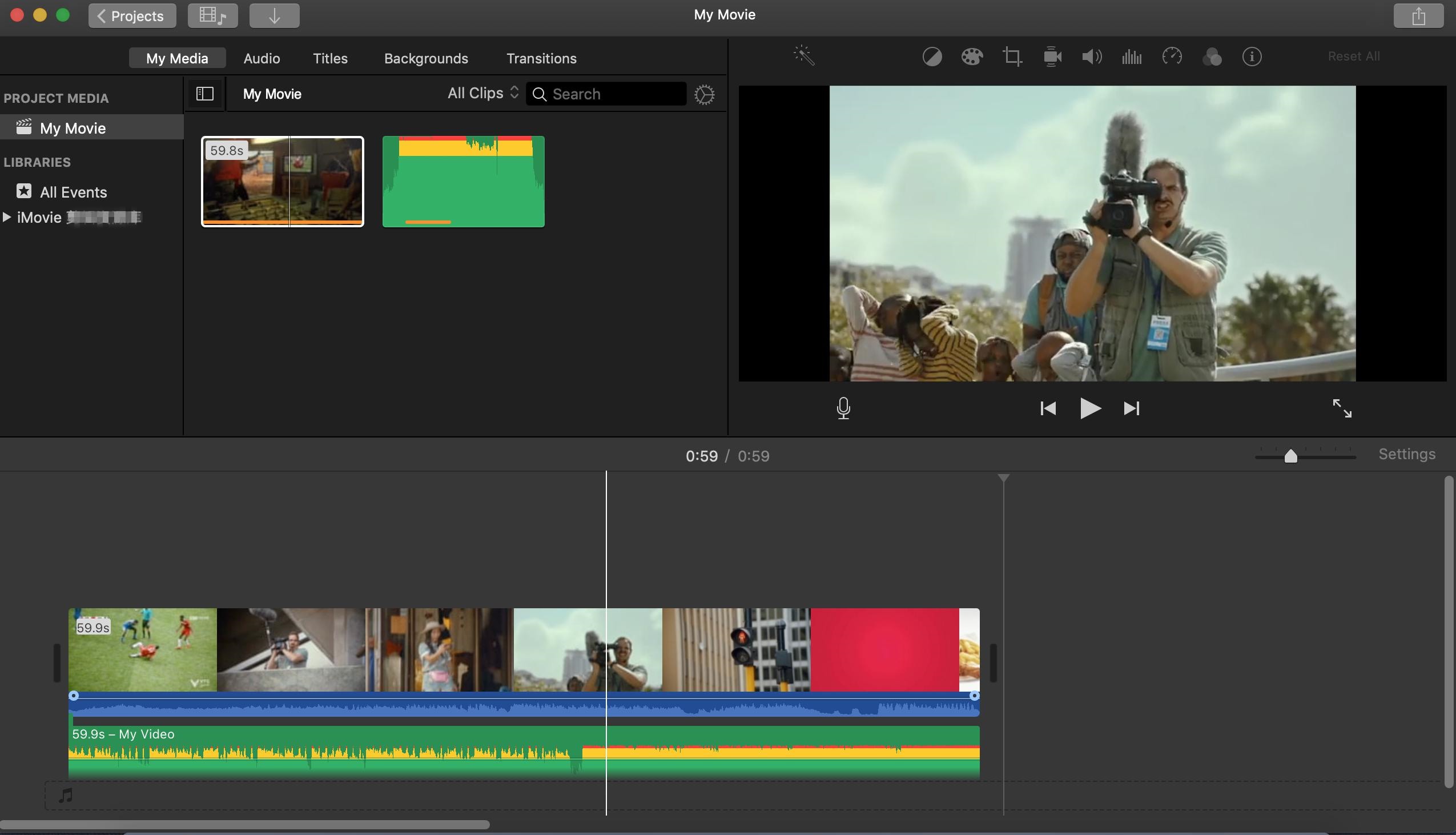 imovie 10.1.7 audio fade