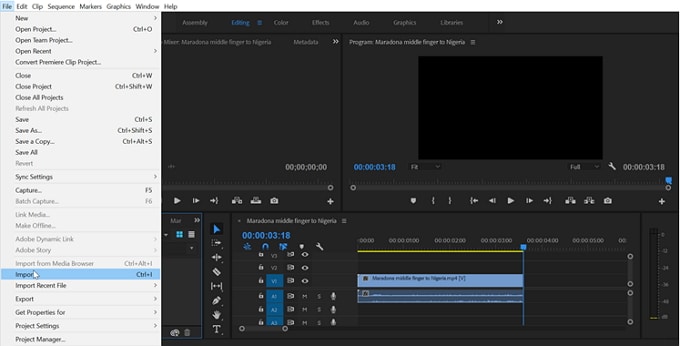 importer une vidéo sur Adobe Premiere