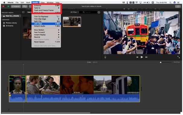 imovie combine audio and video