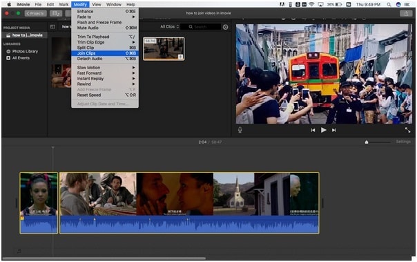 imovie combine deux vidéos côte à côte