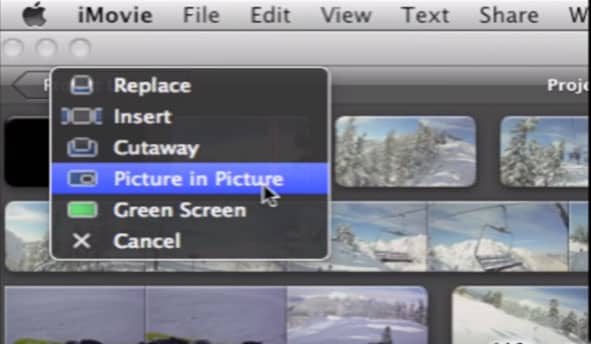 applicare l'immagine nell'immagine in imovie