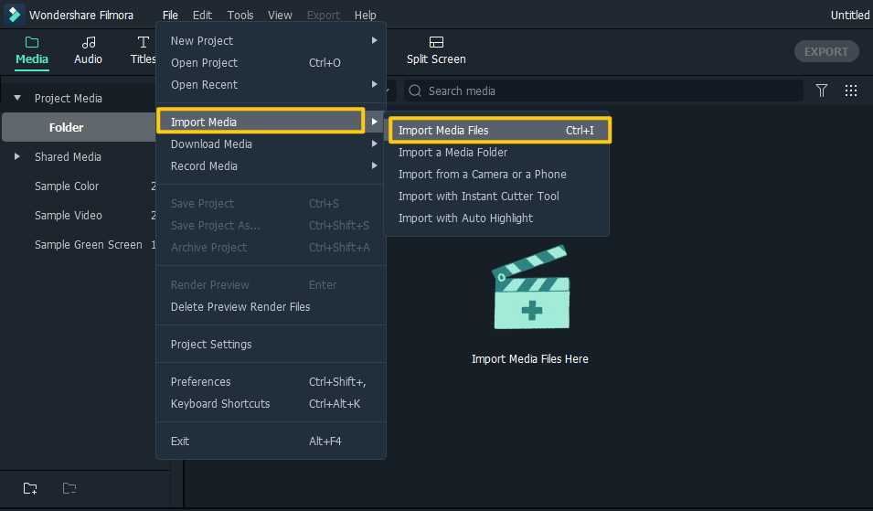 import media in filmora
