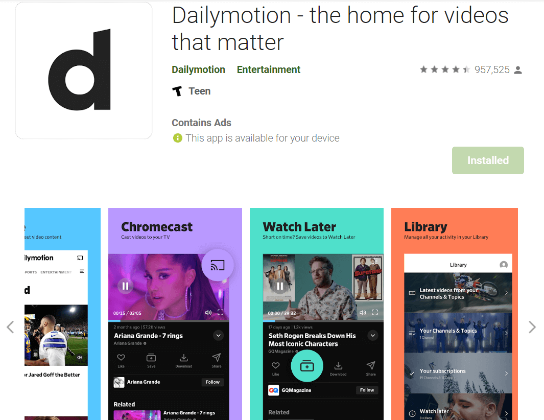 dailymotion interface