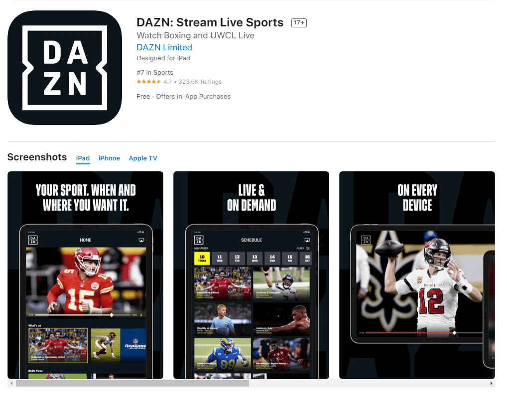 DAZN  Live & On-Demand Sports Streaming