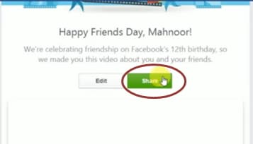 share and post friendversary video on facebook